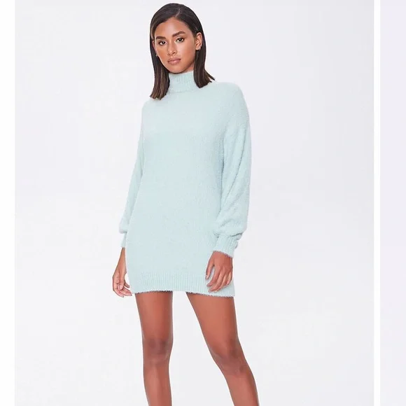 Forever 21 | Dresses | Forever 2 Mint Fuzzy Sweater Dress | Poshmark